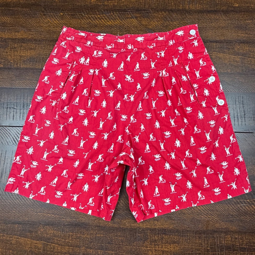 Reyn Spooner Sailor Semaphore Print Shorts Red Med High Waist Nautical Vintage